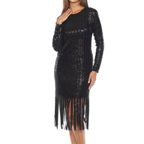 Joseph Ribkoff Sequin Cape Sheath Dress